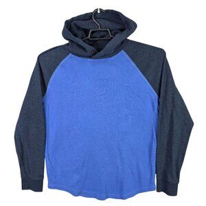 Mens American Eagle Blue & Navy Hooded Thermal Shirt Long Sleeve Cotton Blend M